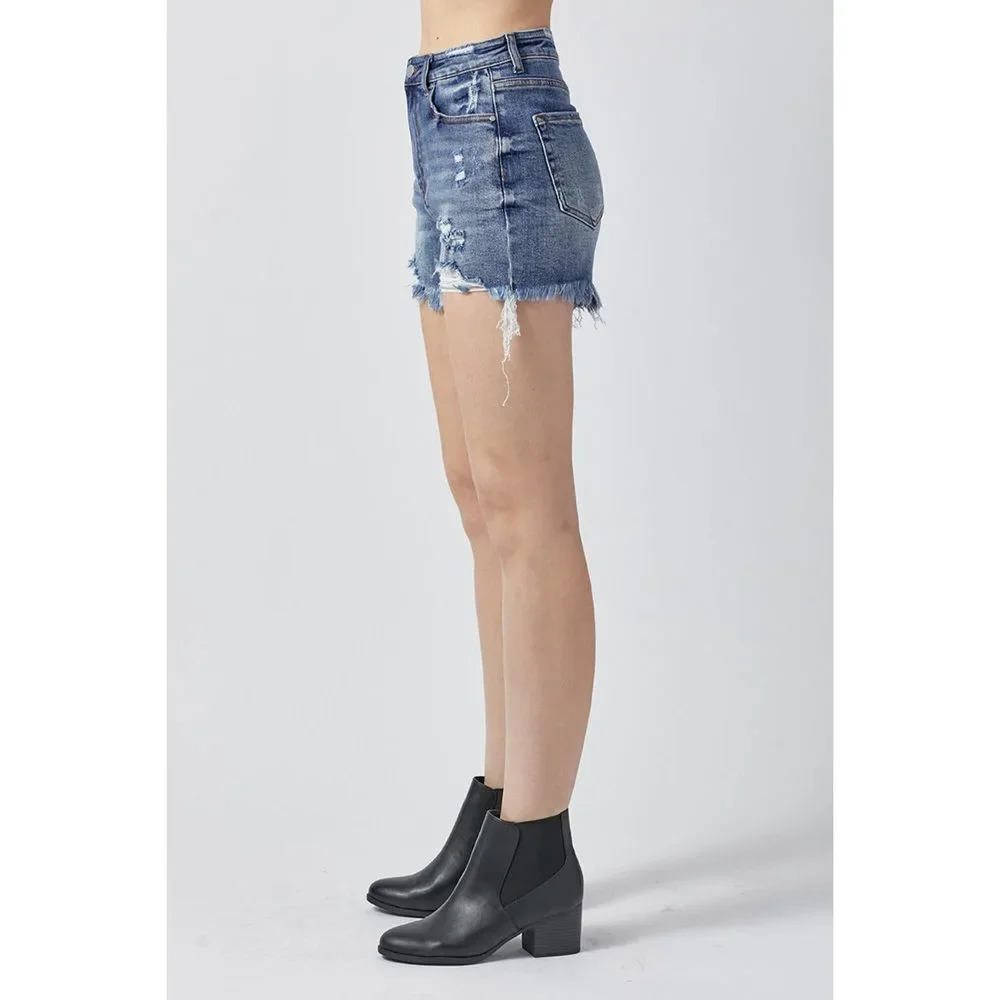 RISEN High Rise Distressed Denim Shorts - Picture 4 of 6